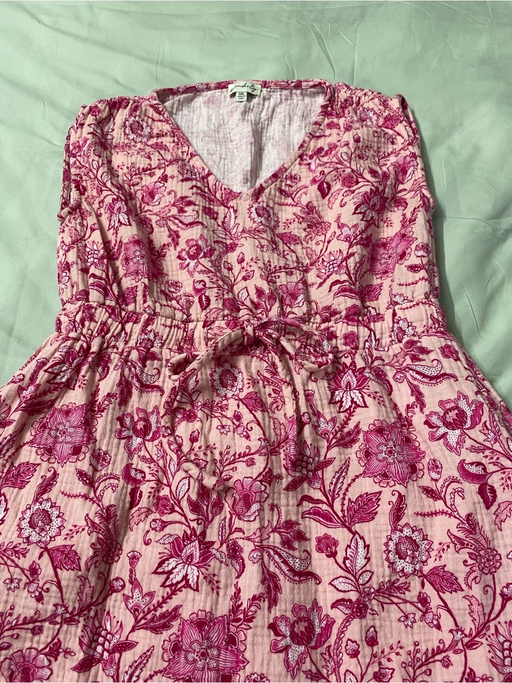 Wonderly Sleeveless boho Pink Floral Gauze Midi Dress with Pockets Size Medium - Picture 5 of 10